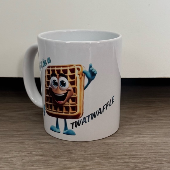 Funny Waffle Mug White Ceramic Coffee Cup Novelty Gift - Picture 2 of 4